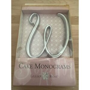 Lillian Rose Silver Monogram Cake Topper Letter W Wedding Anniversary Decor